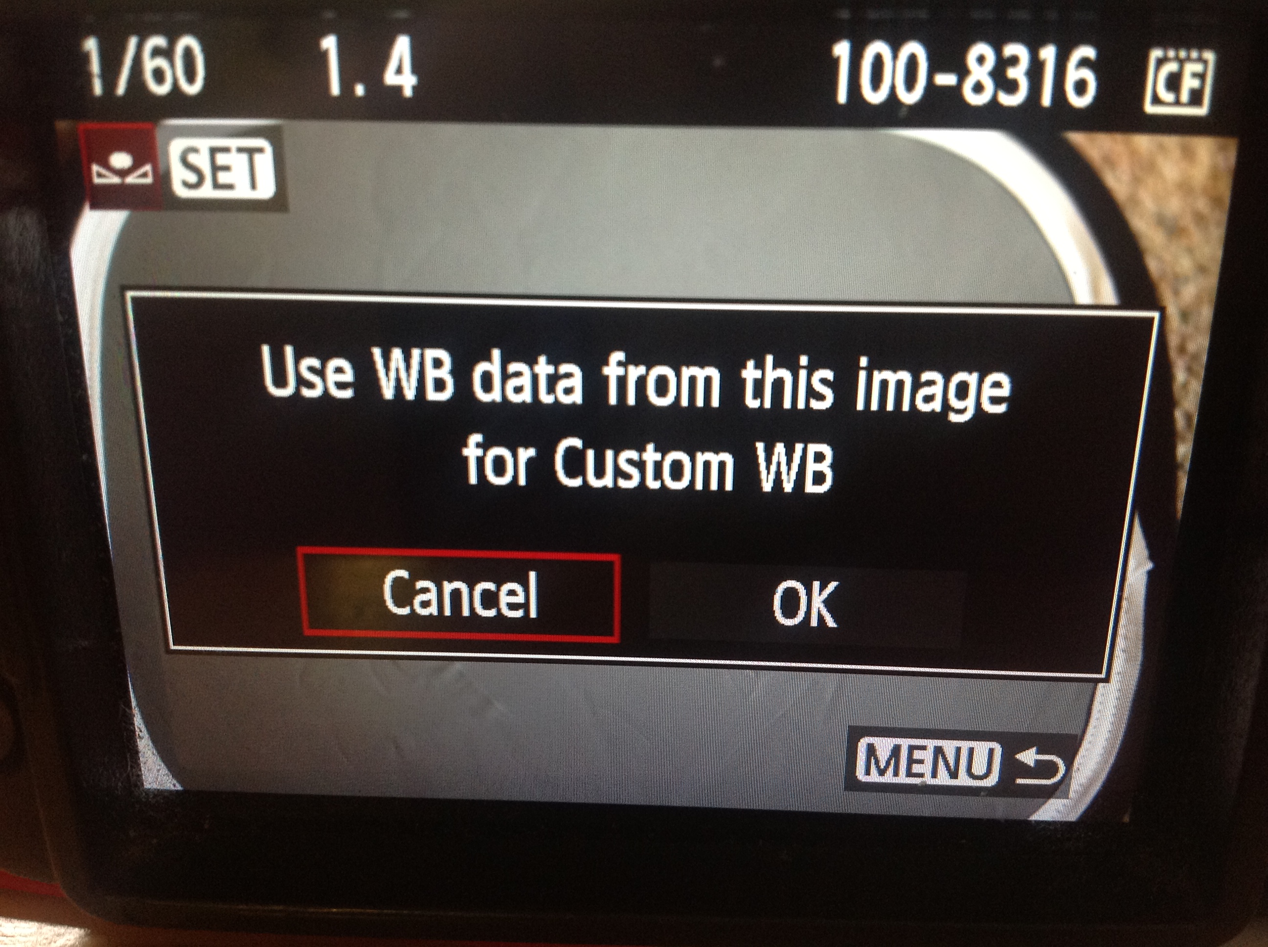 Canon 7d Custom White balance menu